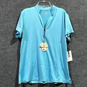 Tail White Label Polo Shirt Womens L Blue Sun Protection 1/4 Zip Novelty Collar